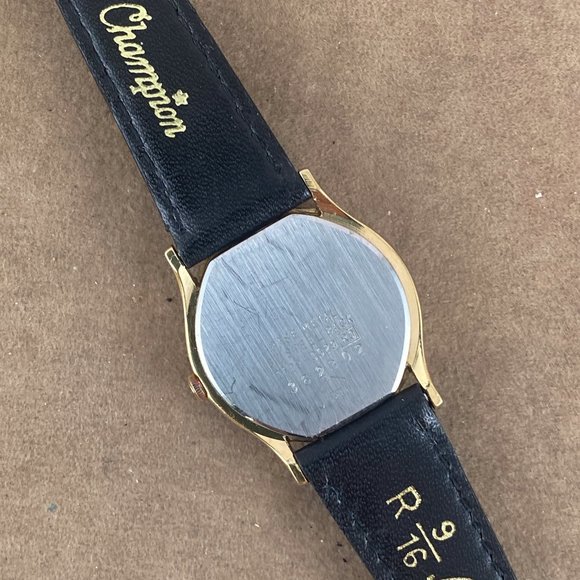 Gold and Black Enamel Bezel Seiko Watch New Black Leather Strap main image 5